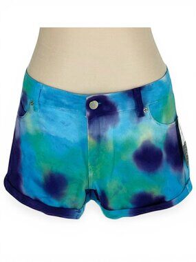 Volcom Georgia May Jagger Shorts Aqua Blue Tie Dye Boyfriend Denim New NWT 26